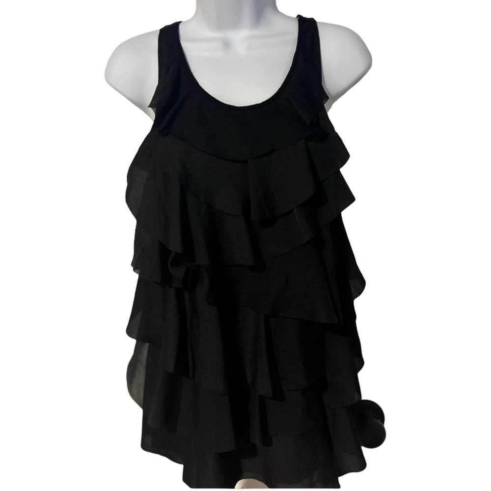 Loft beautiful black ruffle sleeveless top